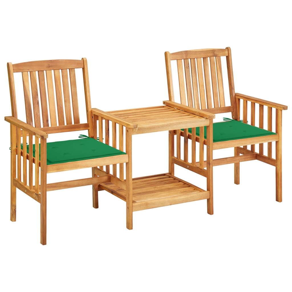 Sillas y mesa de té de jardín con cojines madera maciza acacia