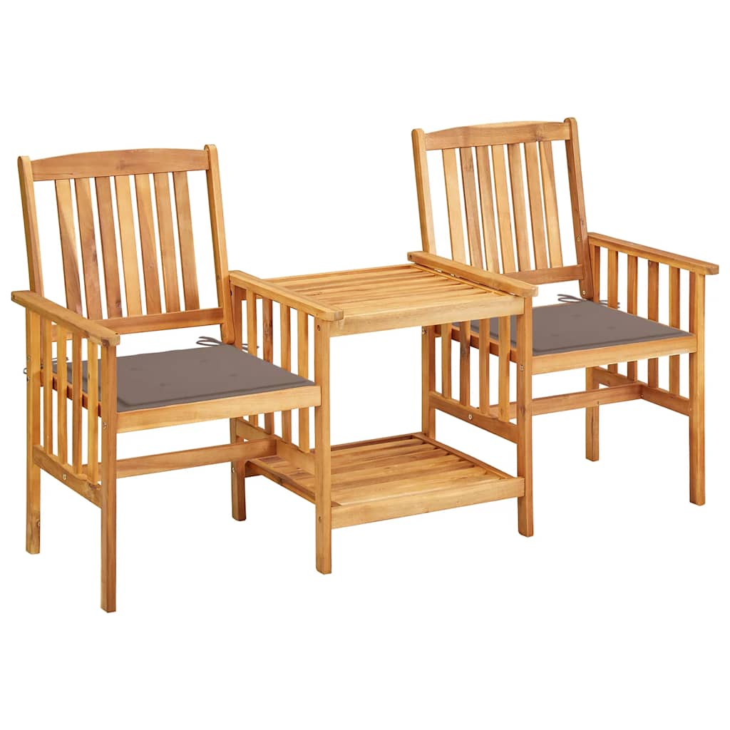 Sillas y mesa de té de jardín con cojines madera maciza acacia