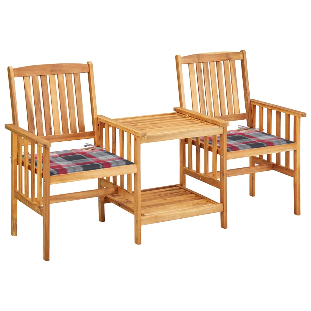 Sillas y mesa de té de jardín con cojines madera maciza acacia