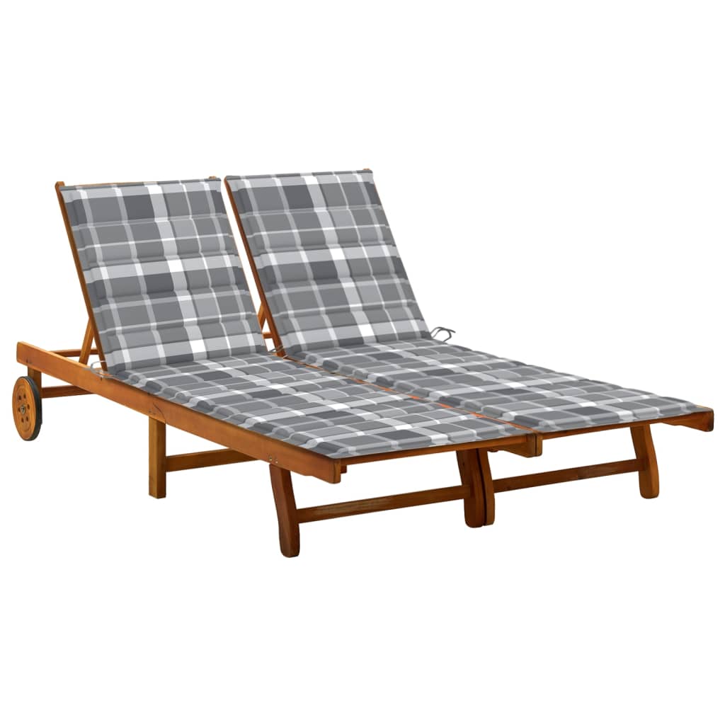 Tumbona con cojín textilene gris y madera maciza de álamo