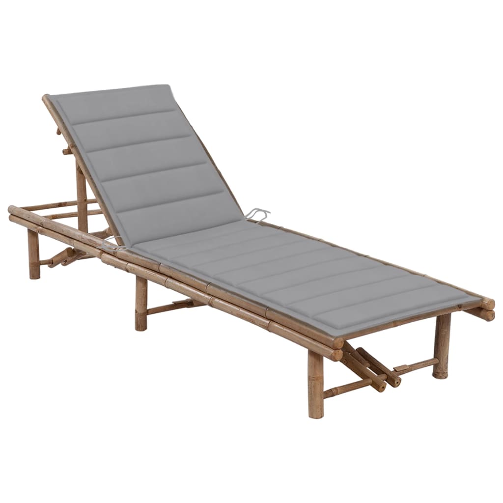 Bamboo garden lounger with cushion