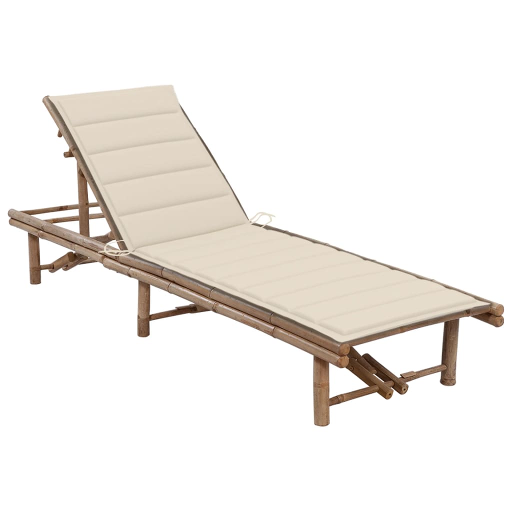 Bamboo garden lounger with cushion