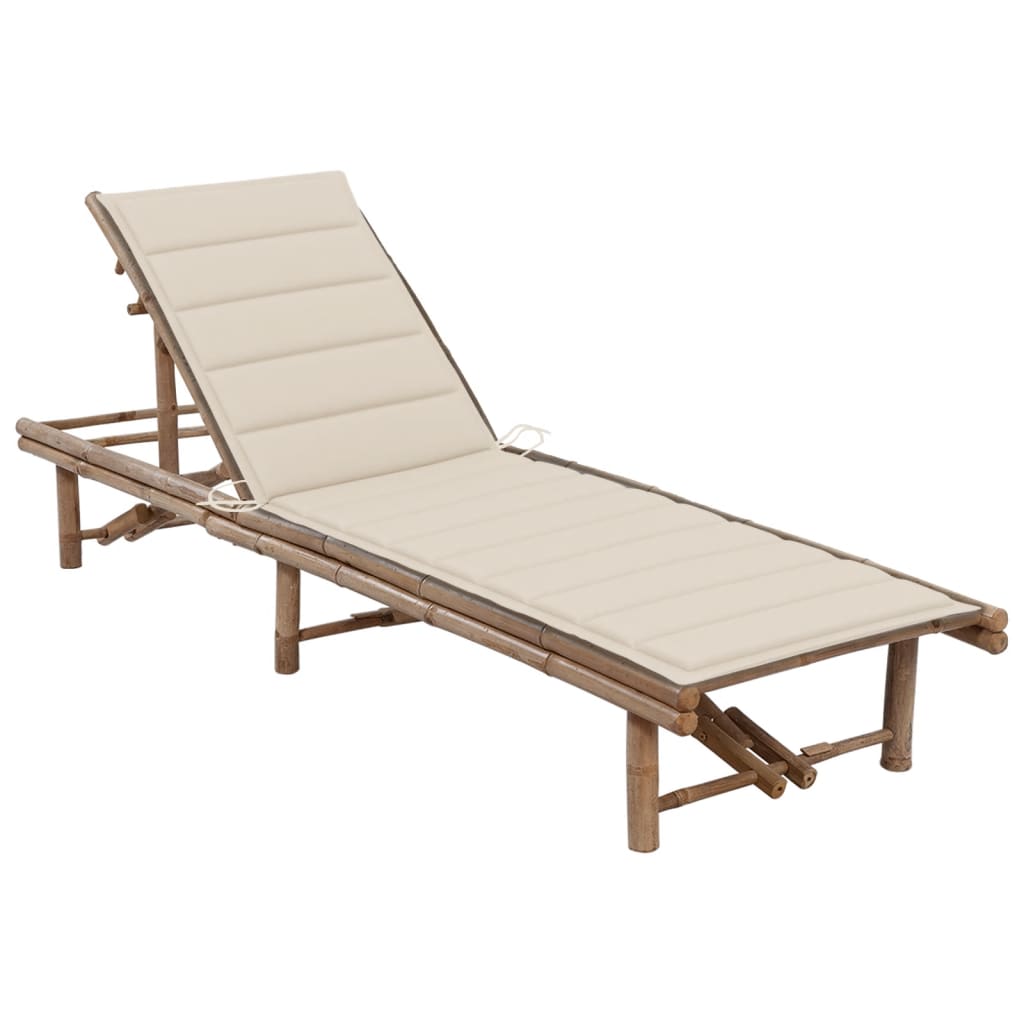 Bamboo garden lounger with cushion