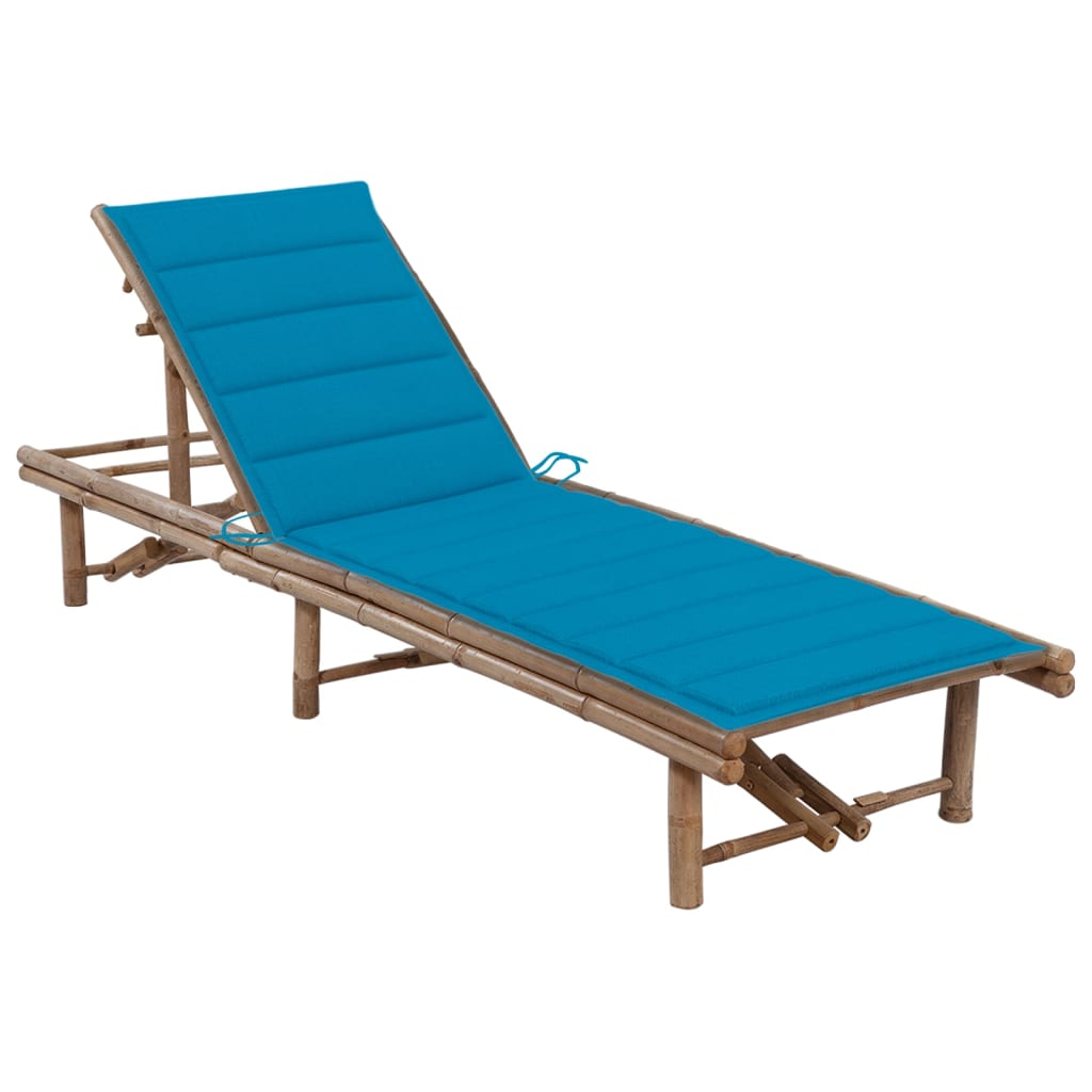 Bamboo garden lounger with cushion