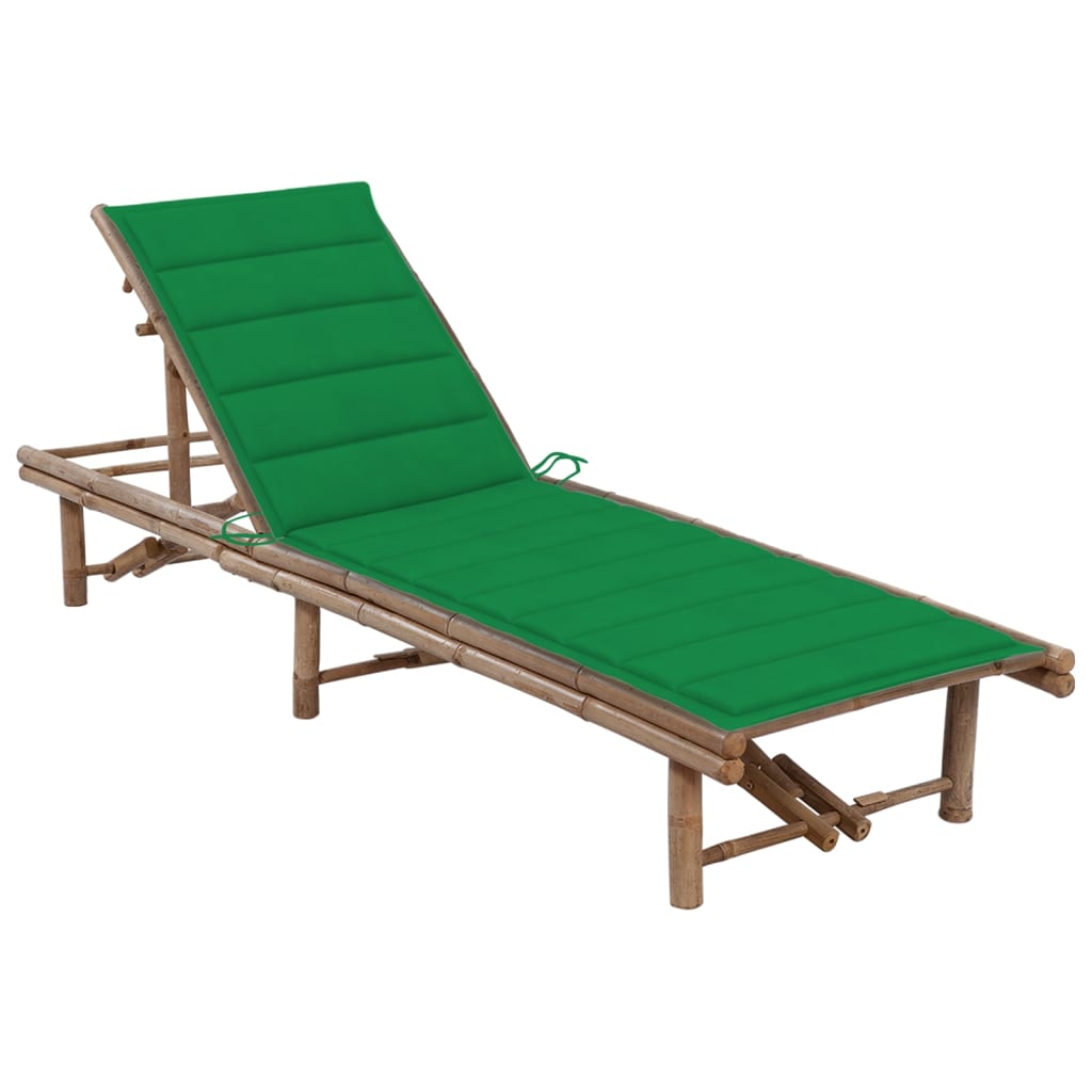 Bamboo garden lounger with cushion