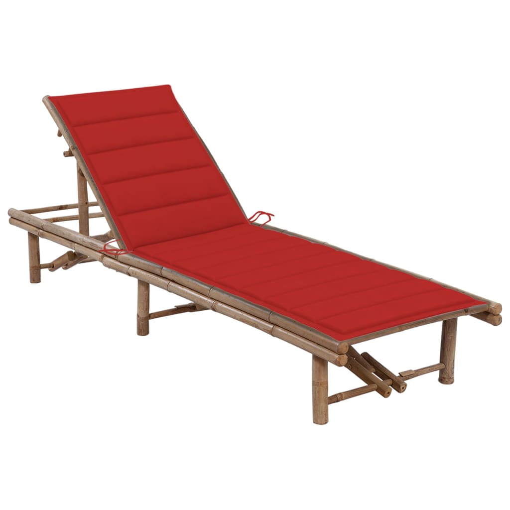 Bamboo garden lounger with cushion