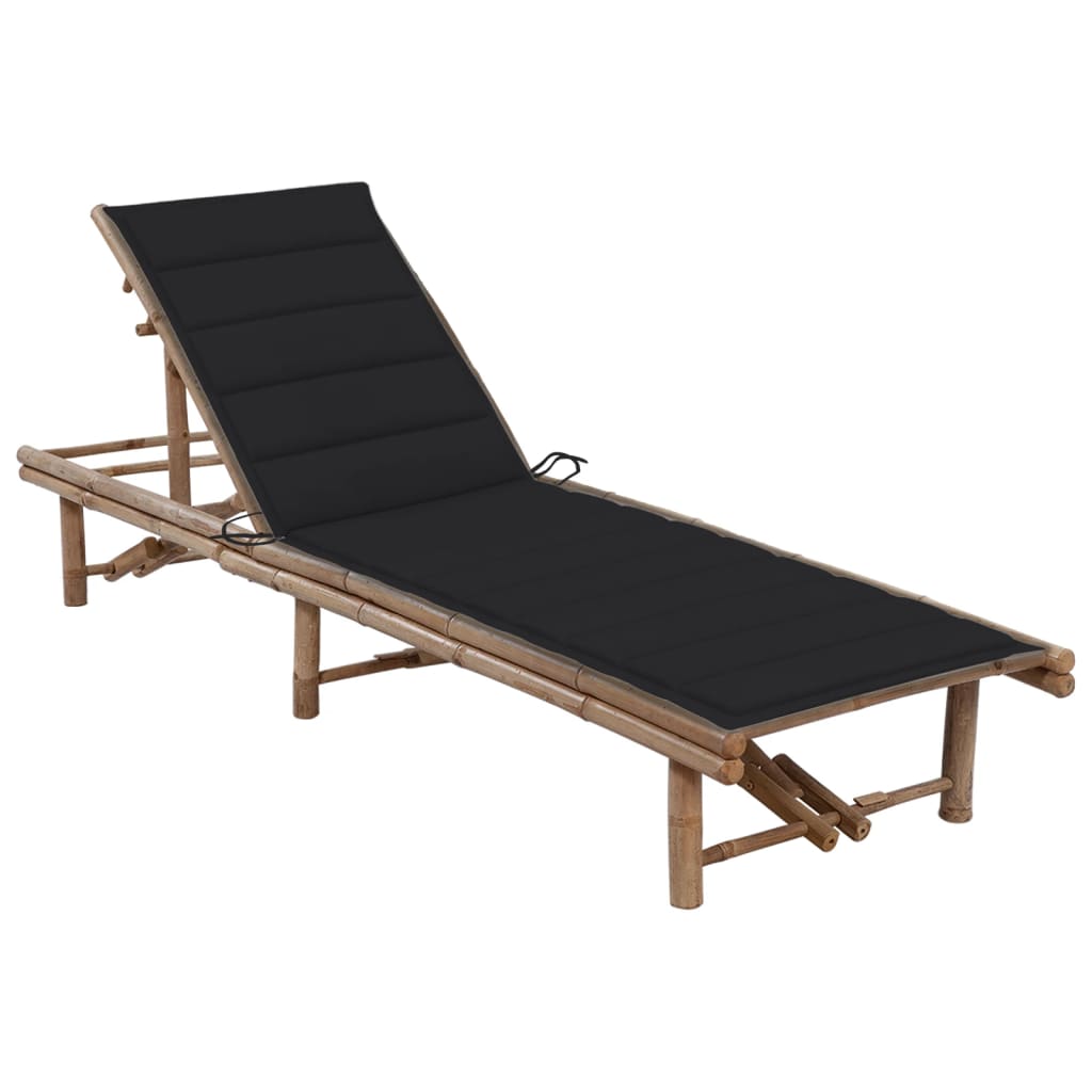 Bamboo garden lounger with cushion