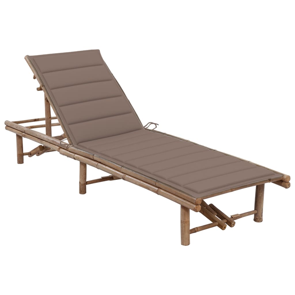 Bamboo garden lounger with cushion