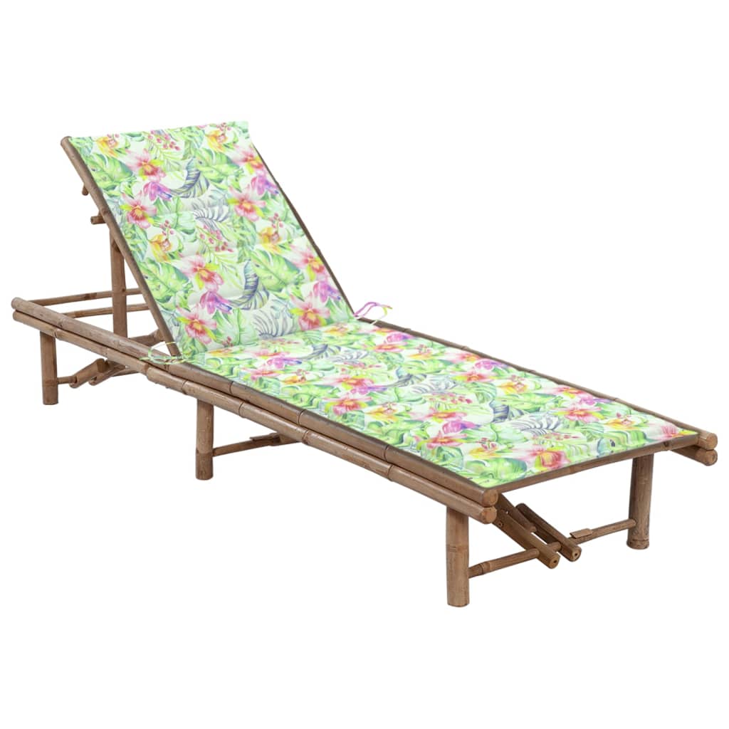 Bamboo garden lounger with cushion