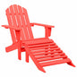 Silla jardín Adirondack con otomana madera maciza abeto naranja