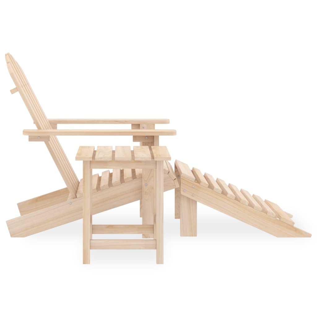 Silla Adirondack de jardín con otomana y mesa macizo abeto rosa