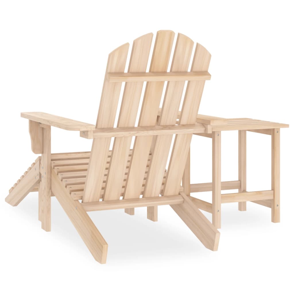 Silla Adirondack de jardín con otomana y mesa macizo abeto rosa