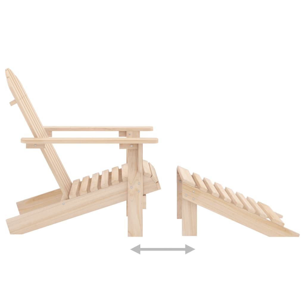 Silla Adirondack de jardín con otomana y mesa macizo abeto rosa