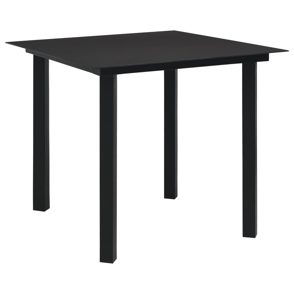 Set de comedor de jardín de 3 piezas vidrio y acero negro