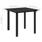 Set de comedor de jardín de 3 piezas vidrio y acero negro