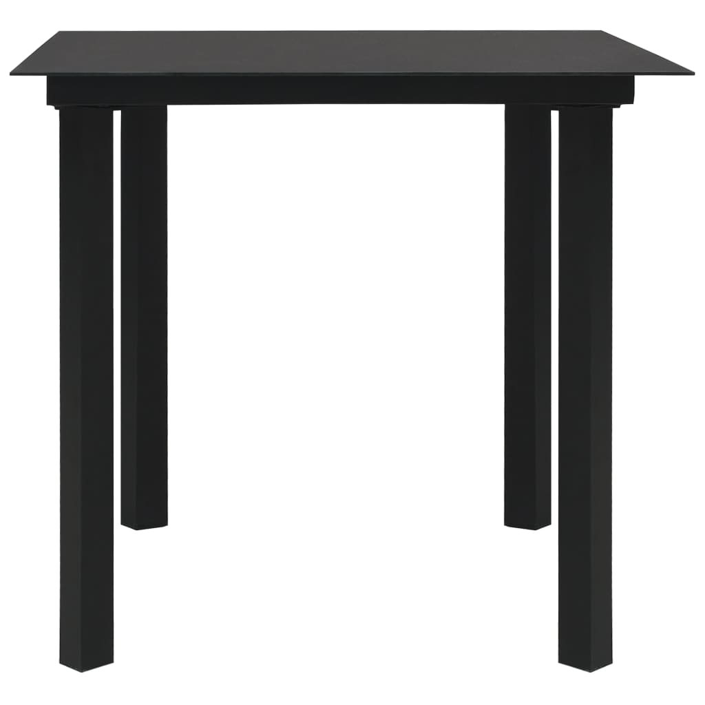 Set de comedor de jardín de 3 piezas vidrio y acero negro