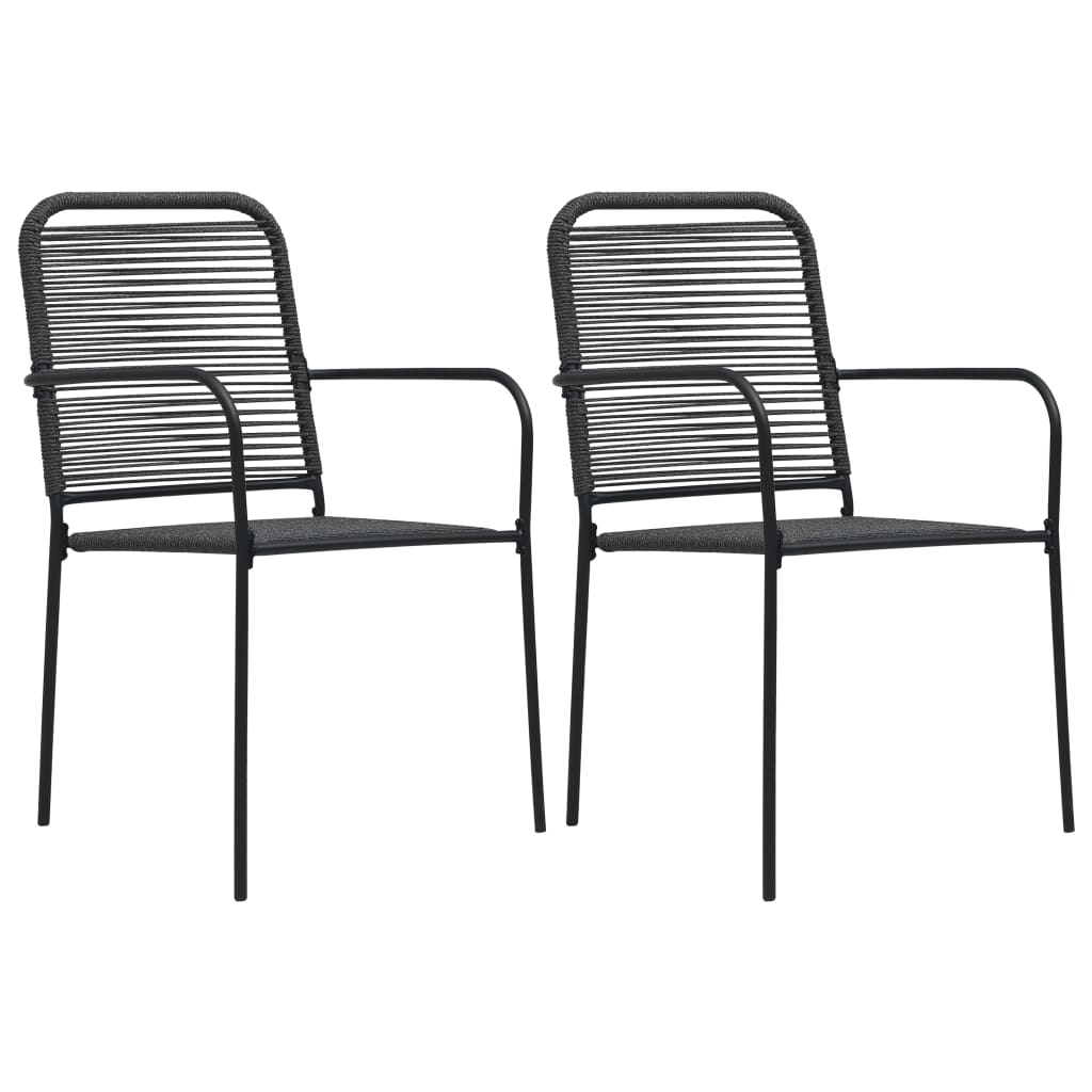 Set de comedor de jardín de 3 piezas vidrio y acero negro