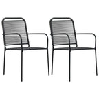 Set de comedor de jardín de 3 piezas vidrio y acero negro