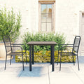 Set de comedor de jardín de 3 piezas vidrio y acero negro