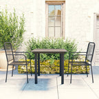 Set de comedor de jardín de 3 piezas vidrio y acero negro
