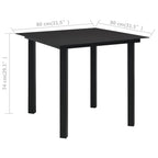 Set de comedor de jardín de 5 piezas vidrio y acero negro