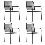 Set de comedor de jardín de 5 piezas vidrio y acero negro