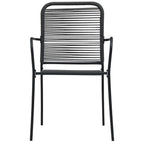 Set de comedor de jardín de 5 piezas vidrio y acero negro