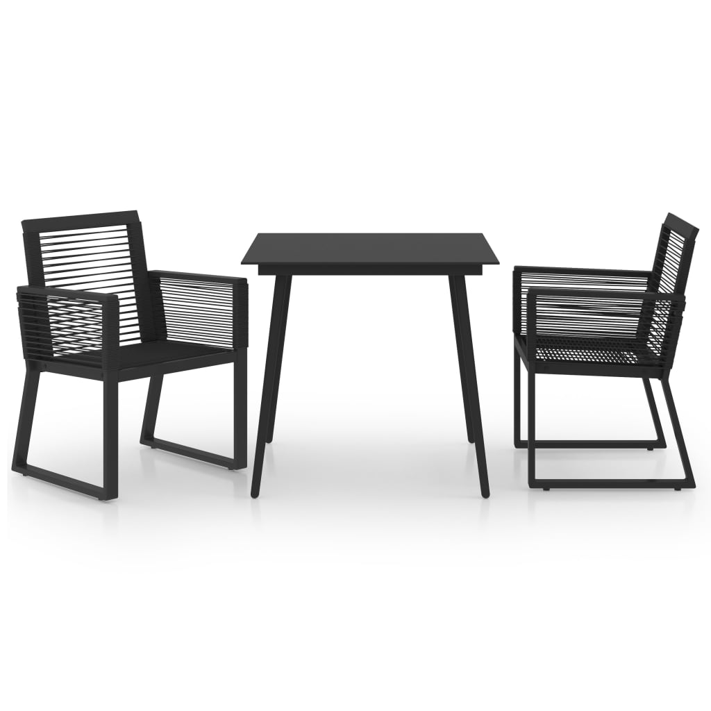 Juego de comedor de jardín 3 piezas ratán PVC negro