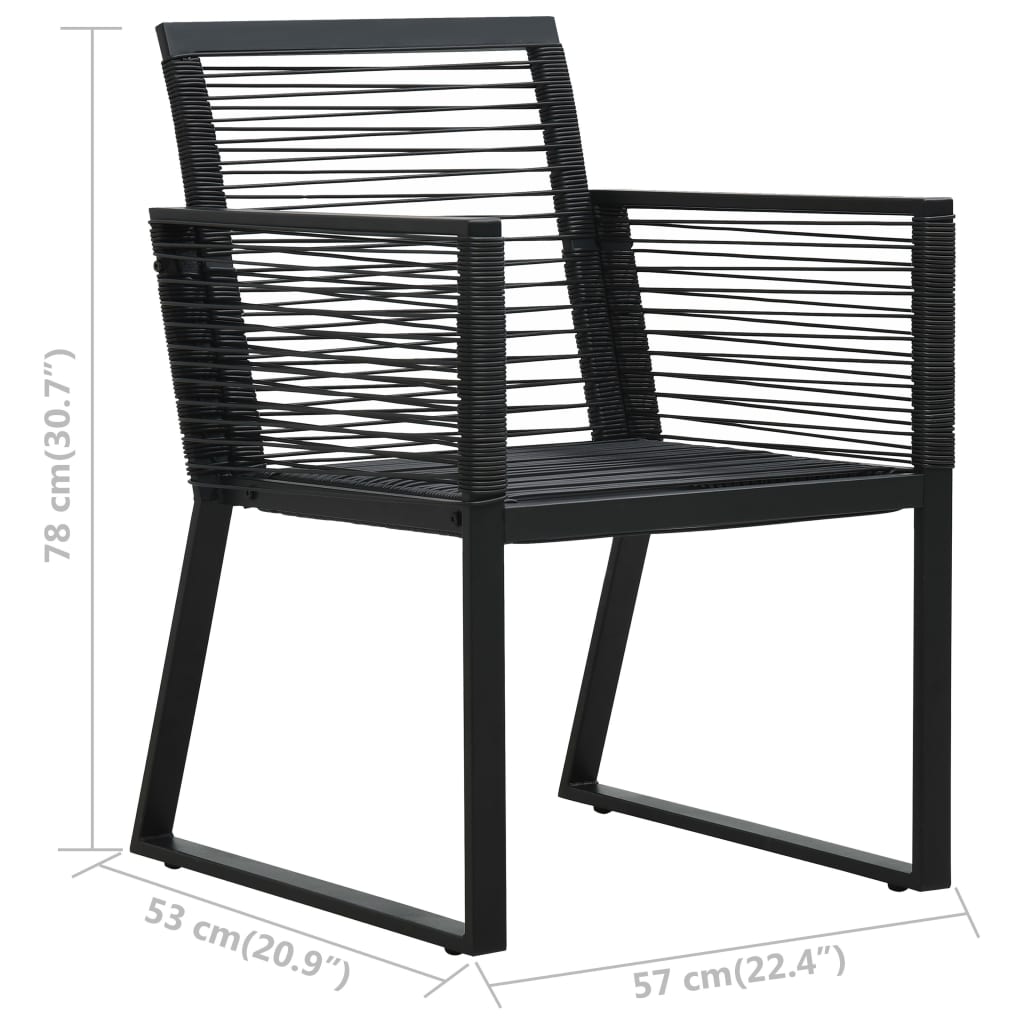 Juego de comedor de jardín 3 piezas ratán PVC negro