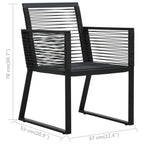 Juego de comedor de jardín 3 piezas ratán PVC negro