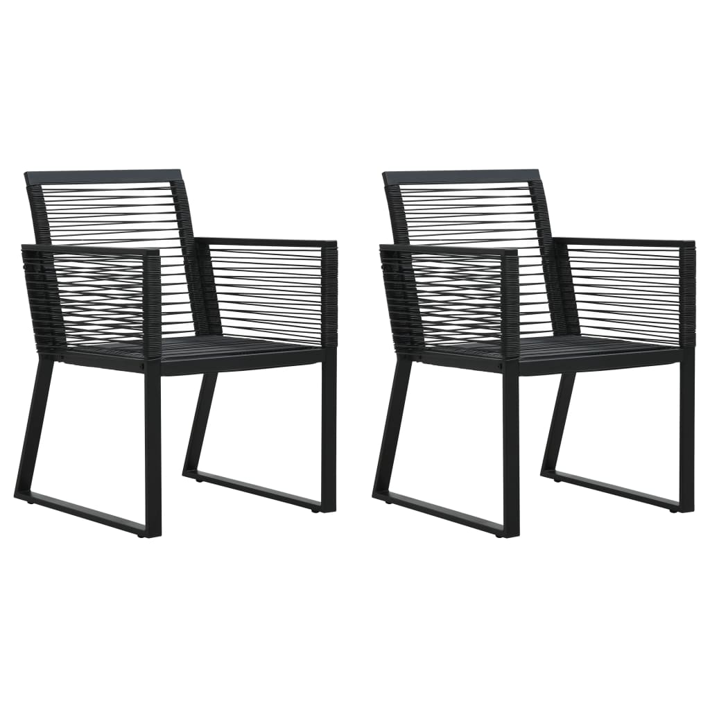 Juego de comedor de jardín 3 piezas ratán PVC negro