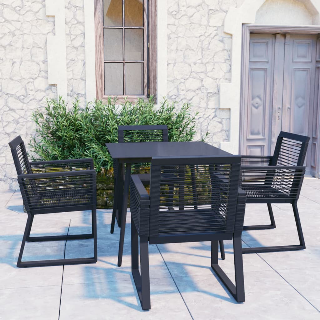Juego de comedor de jardín 3 piezas ratán PVC negro