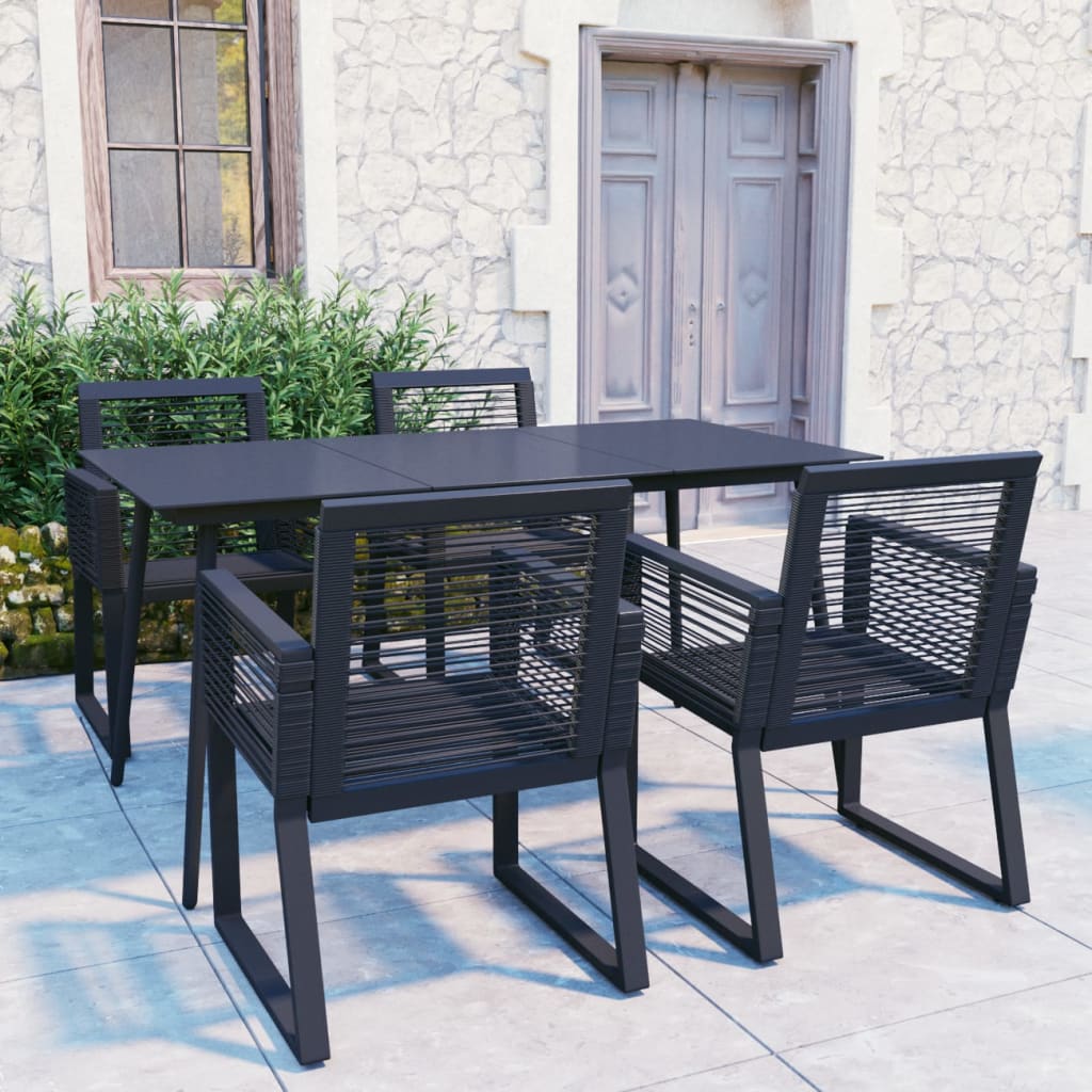 Juego de comedor de jardín 3 piezas ratán PVC negro