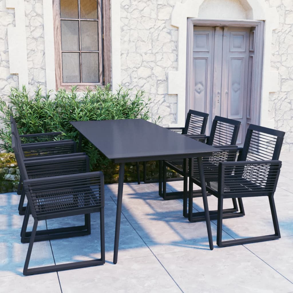 Juego de comedor de jardín 3 piezas ratán PVC negro