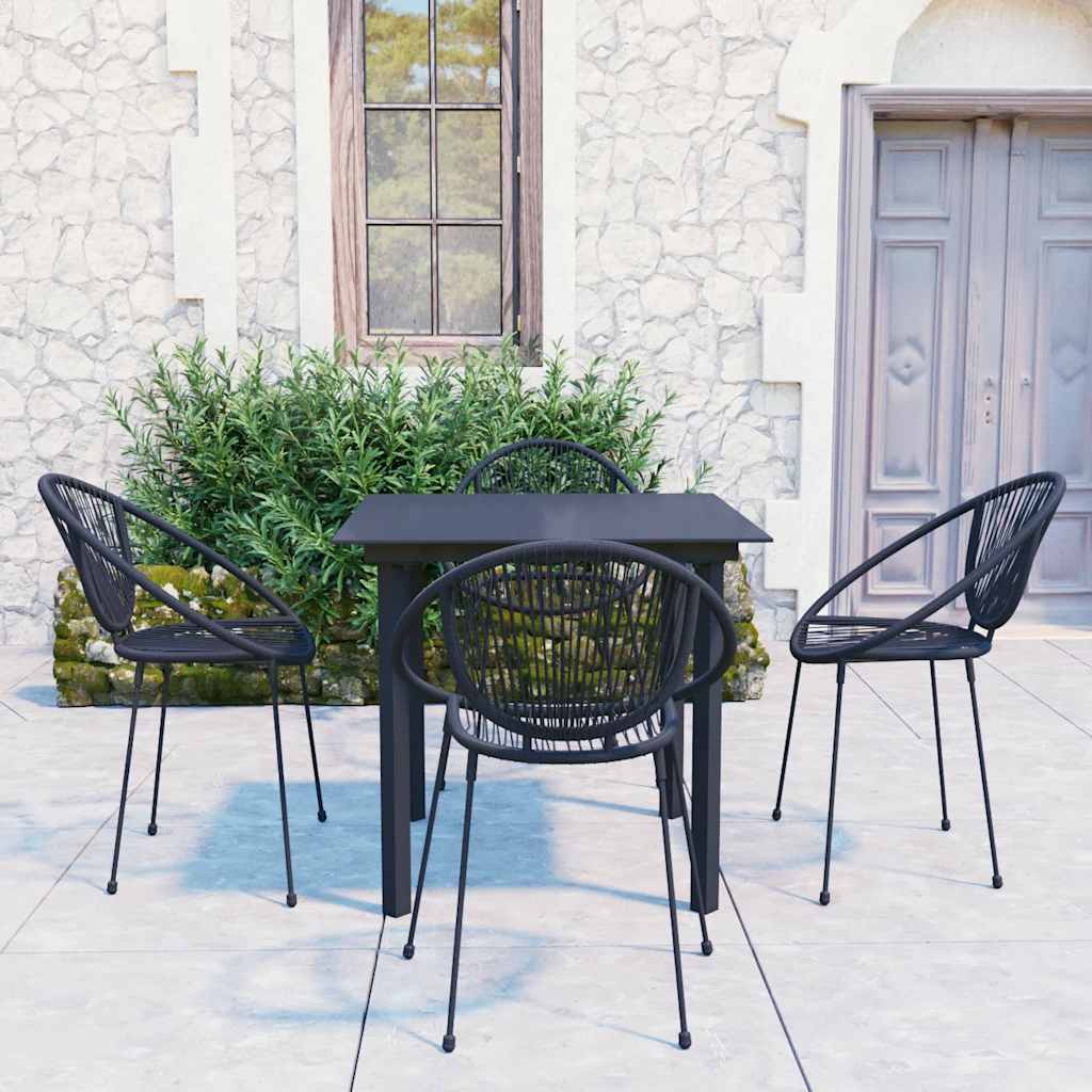 Conjunto de comedor de jardín 3 piezas ratán sintético negro