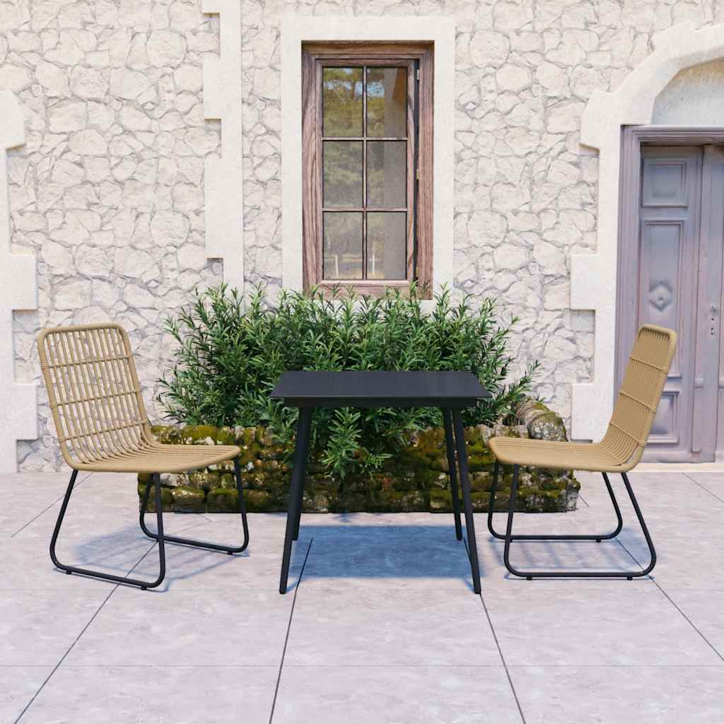 Conjunto de comedor de jardín 3 piezas ratán sintético negro