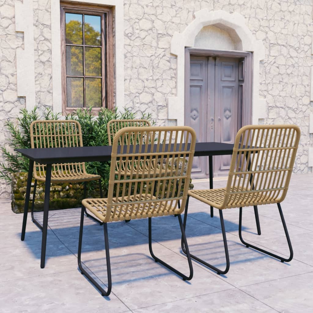 Conjunto de comedor de jardín 3 piezas ratán sintético negro