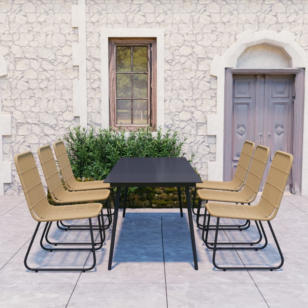 Conjunto de comedor de jardín 3 piezas ratán sintético negro