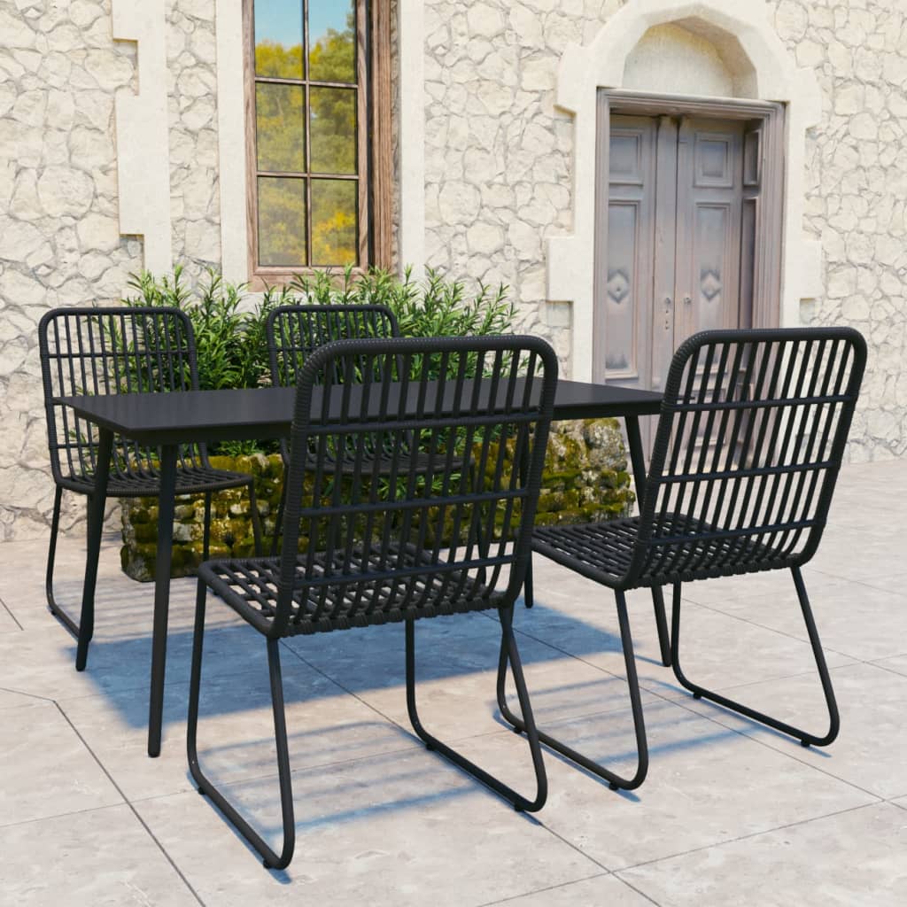 Conjunto de comedor de jardín 3 piezas ratán sintético negro