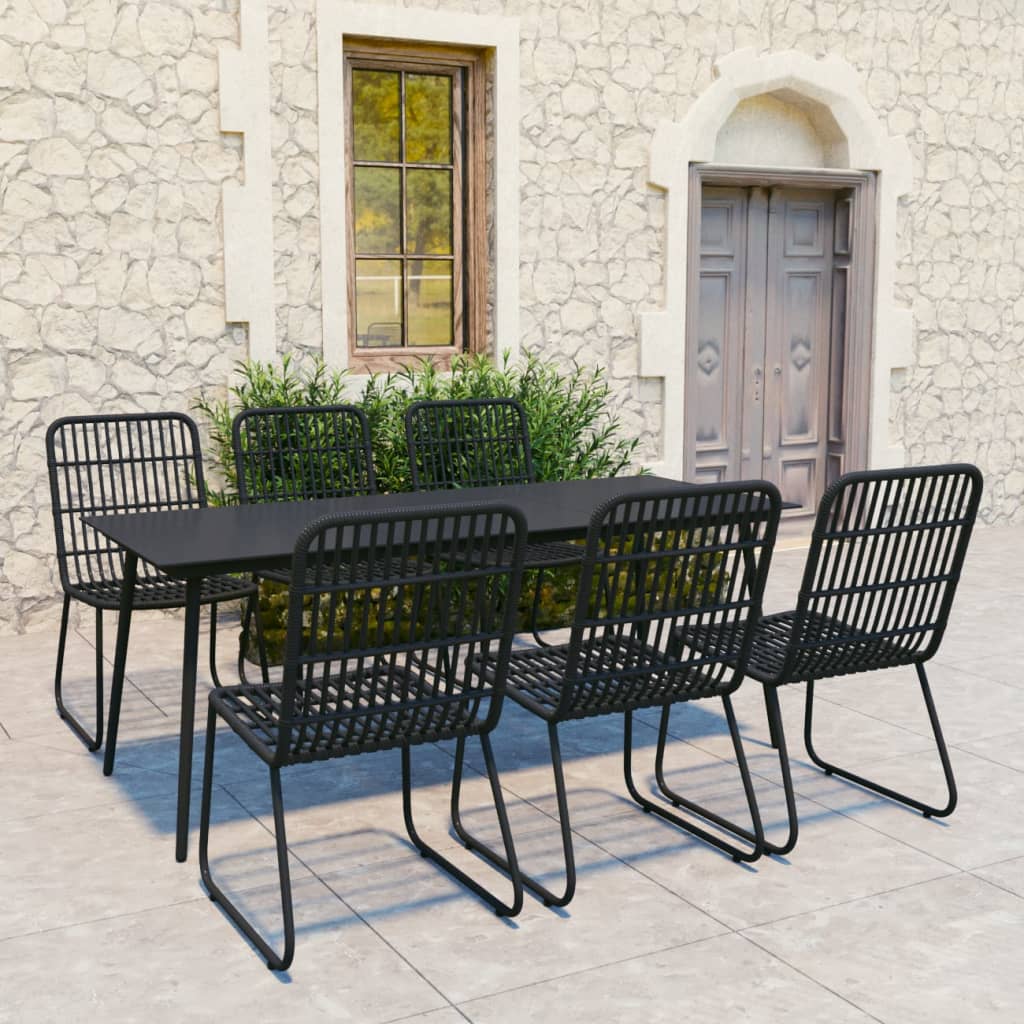Conjunto de comedor de jardín 3 piezas ratán sintético negro