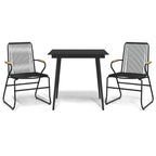 Juego de comedor de jardín 3 piezas ratán PVC negro