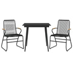 Juego de comedor de jardín 3 piezas ratán PVC negro