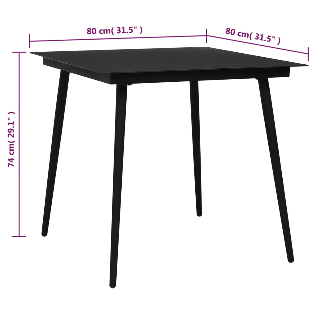 Juego de comedor de jardín 3 piezas ratán PVC negro