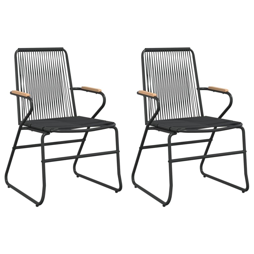Juego de comedor de jardín 3 piezas ratán PVC negro