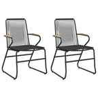 Juego de comedor de jardín 3 piezas ratán PVC negro