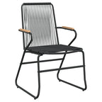 Juego de comedor de jardín 3 piezas ratán PVC negro
