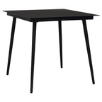 Juego de comedor de jardín 3 piezas ratán PVC negro