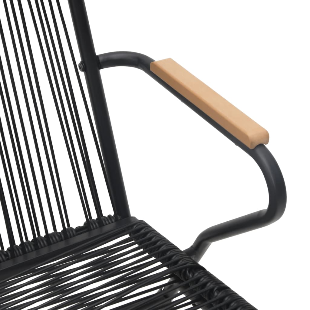 Juego de comedor de jardín 3 piezas ratán PVC negro
