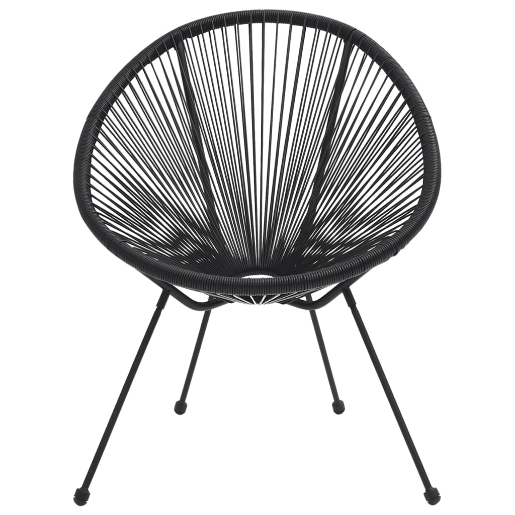 Juego de comedor de jardín 3 piezas ratán PVC negro