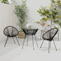 Conjunto de jantar de jardim 3 peças rotim PVC preto